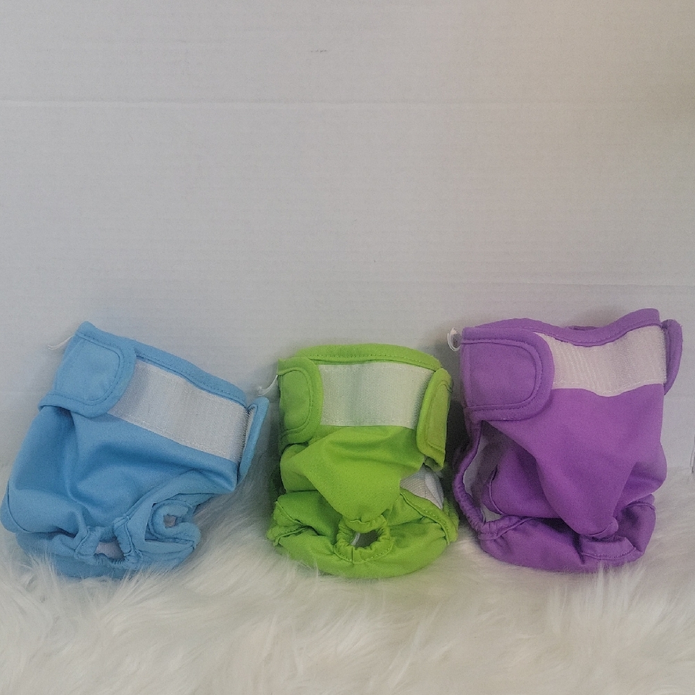 Pet Magasin 3‎ piece Blue, Green, Purple Dog Diapers Small